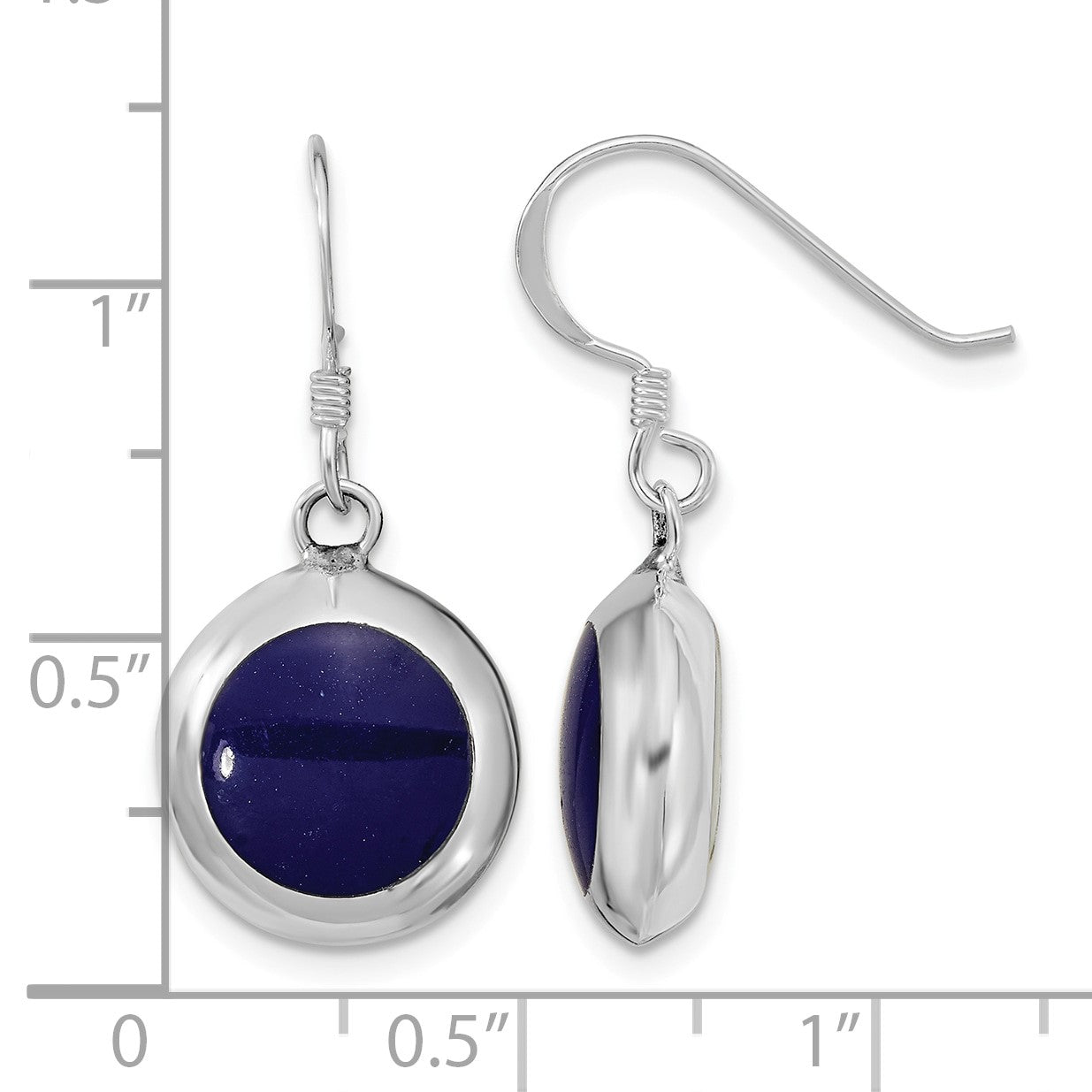 Sterling Silver Polished Round Synthetic Lapis & MOP Dangle Earrings