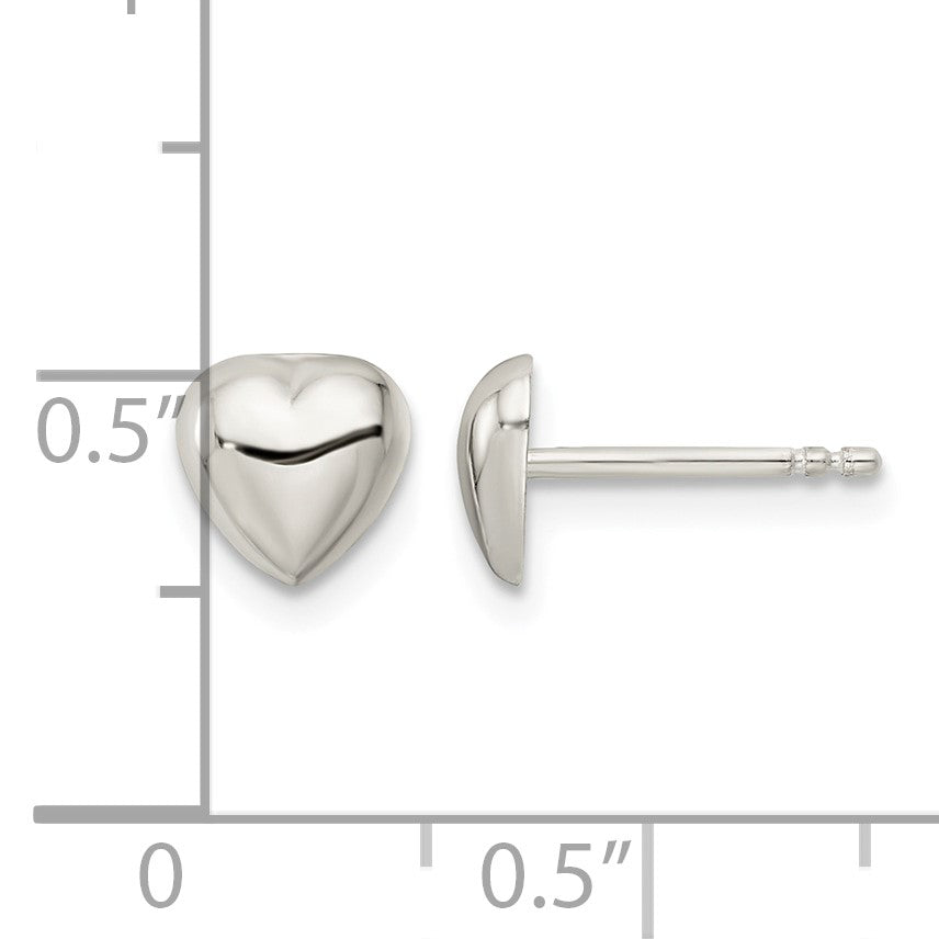 Sterling Silver Polished Heart Post Earrings