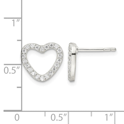 Sterling Silver CZ Heart Post Earrings