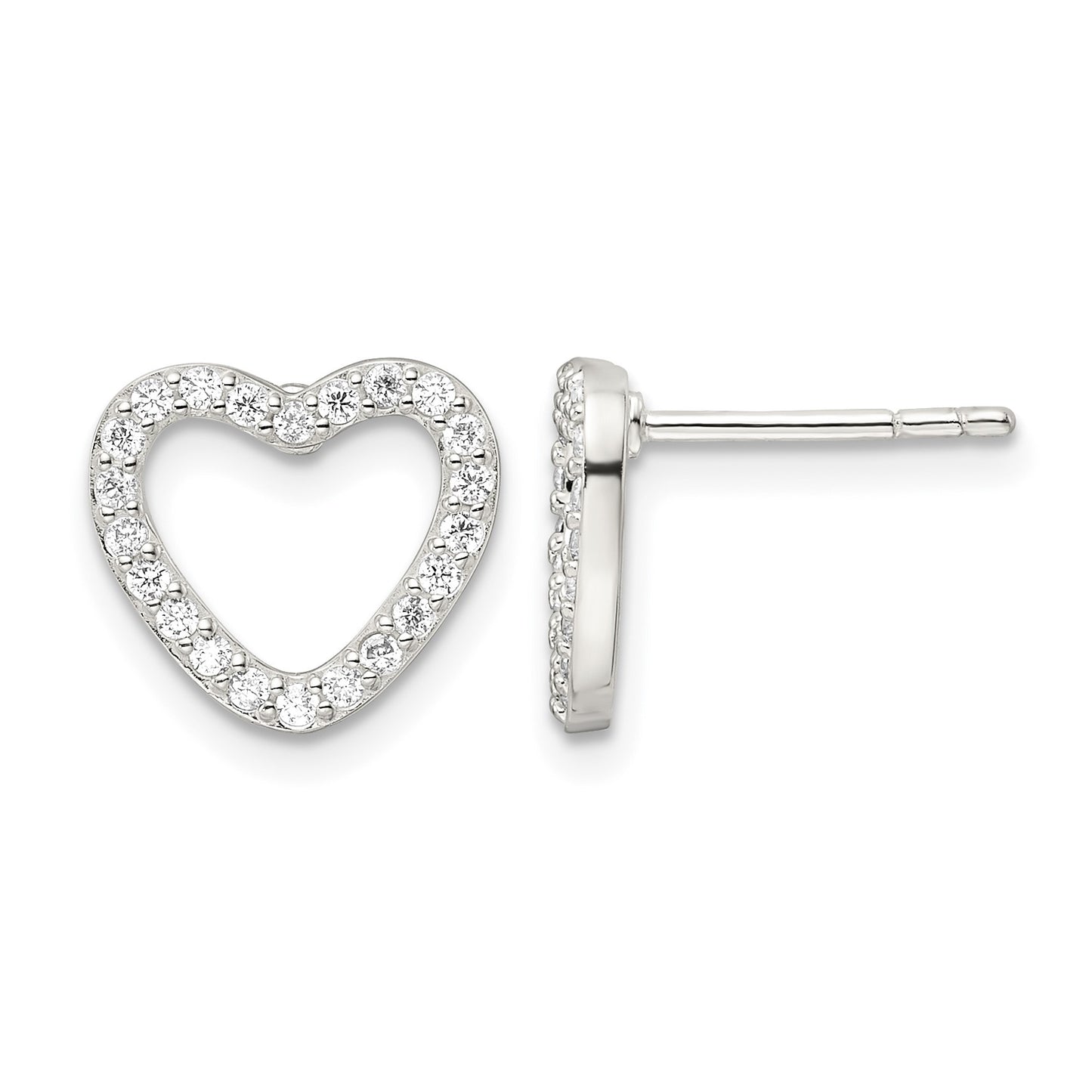 Sterling Silver CZ Heart Post Earrings