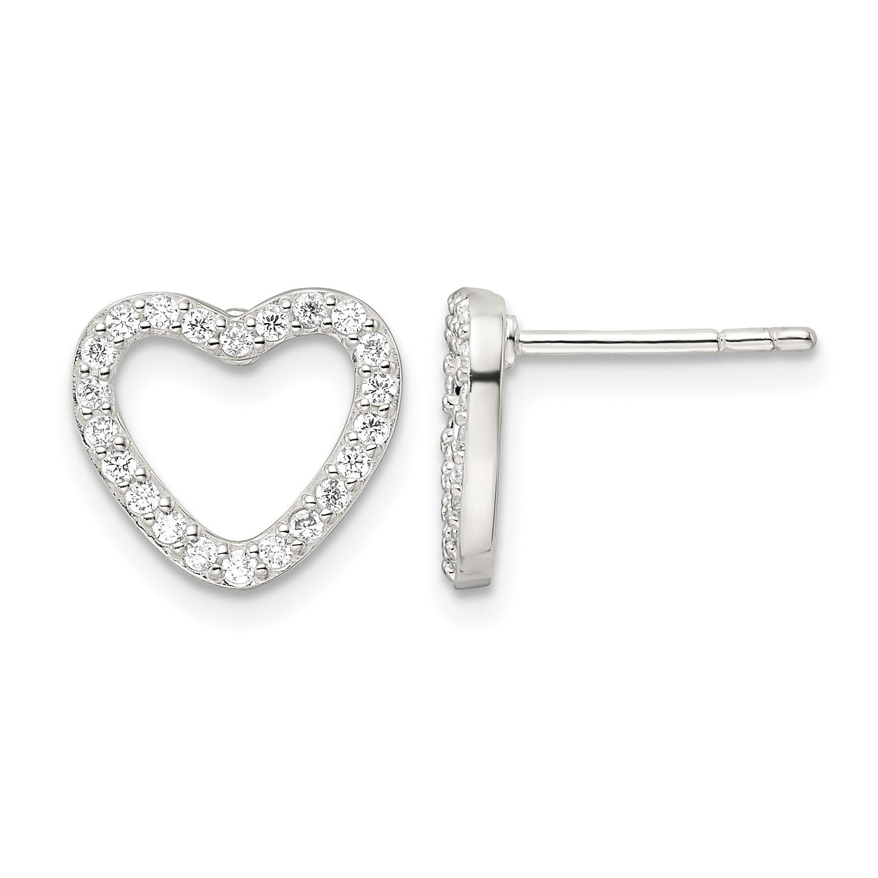 Sterling Silver CZ Heart Post Earrings