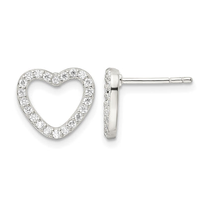 Sterling Silver CZ Heart Post Earrings