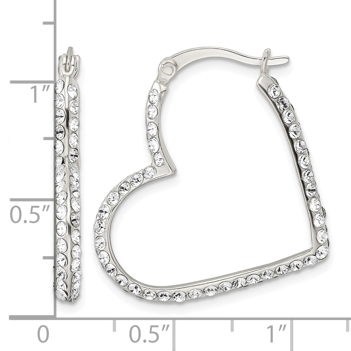 Sterling Silver CZ Heart Hoop Earrings