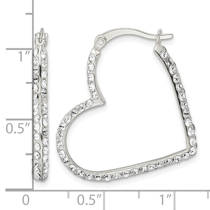 Sterling Silver CZ Heart Hoop Earrings