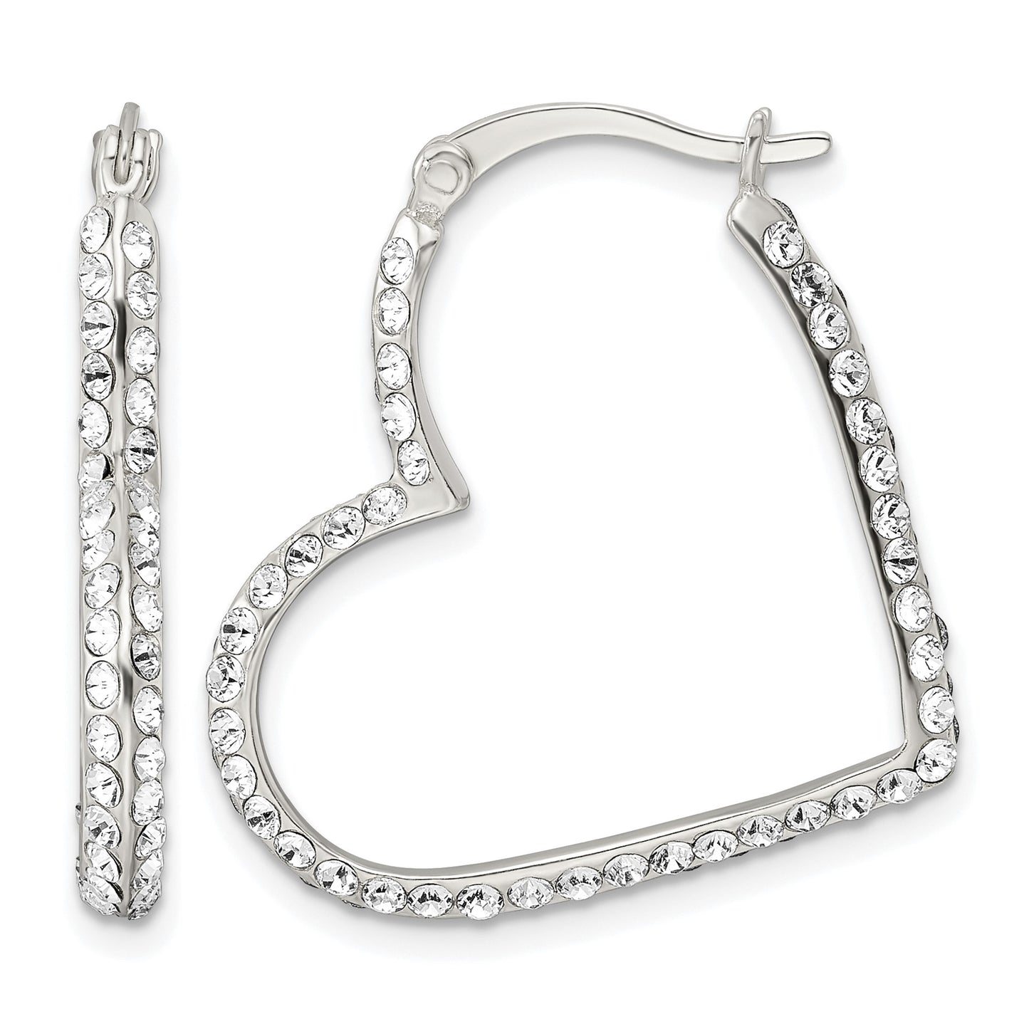 Sterling Silver CZ Heart Hoop Earrings