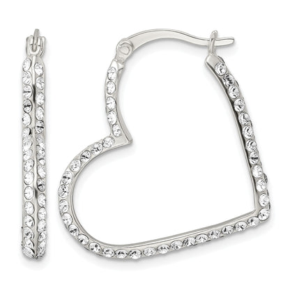 Sterling Silver CZ Heart Hoop Earrings