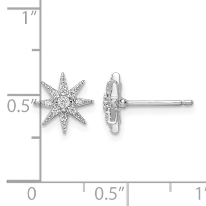 Sterling Silver Rhodium-plated Polished CZ Star Post Earrings
