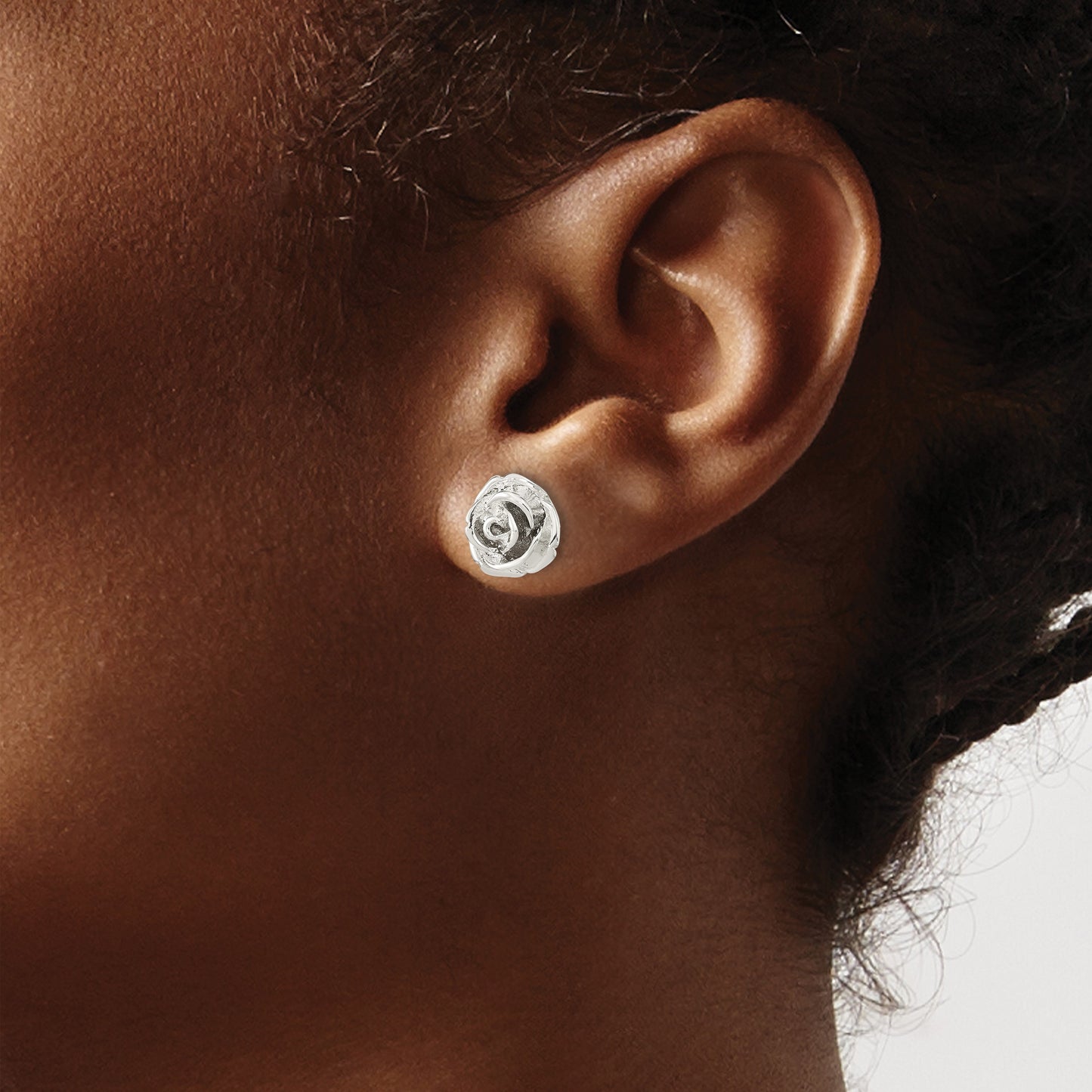 Sterling Silver Polished Rose Post Earrings