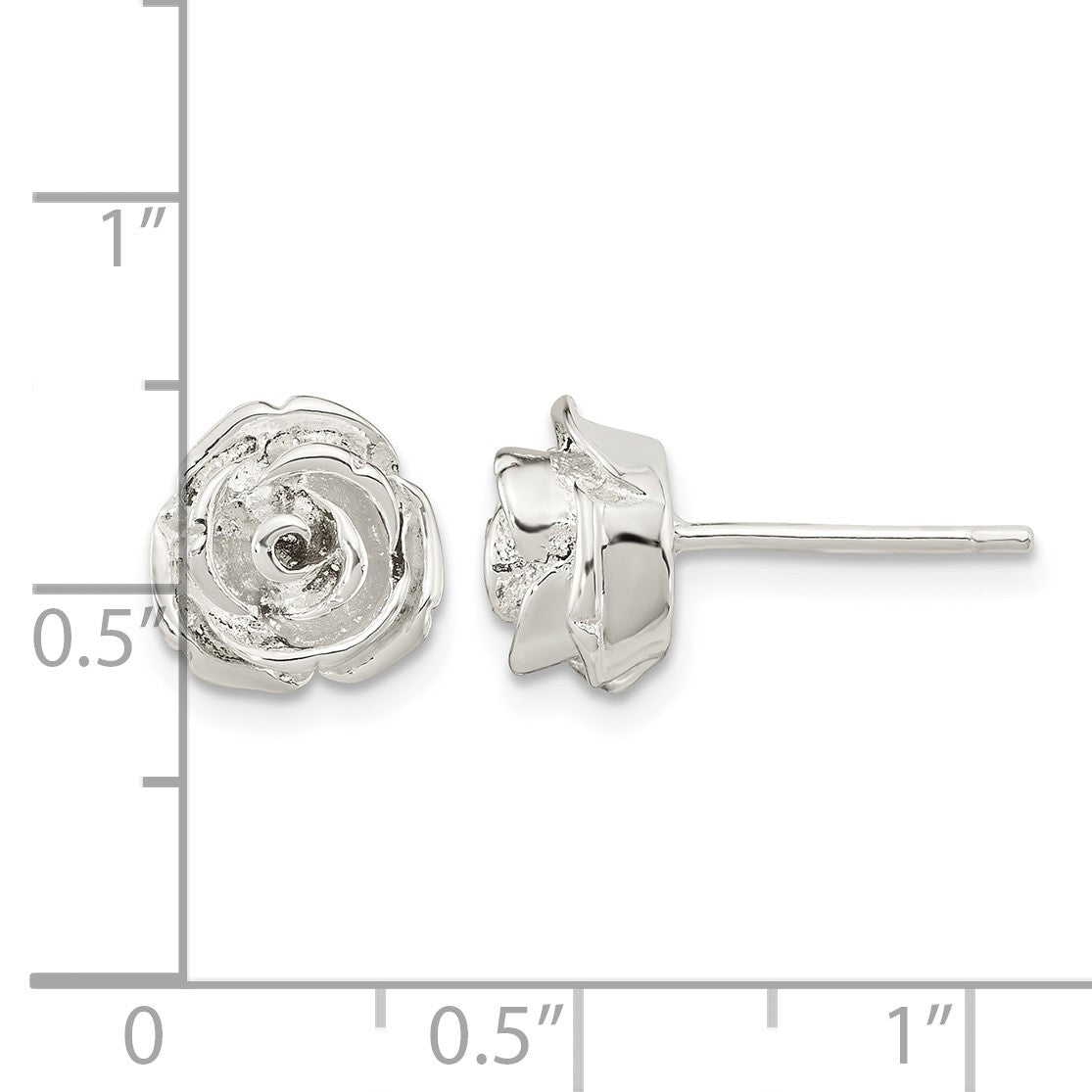 Sterling Silver Polished Rose Post Earrings