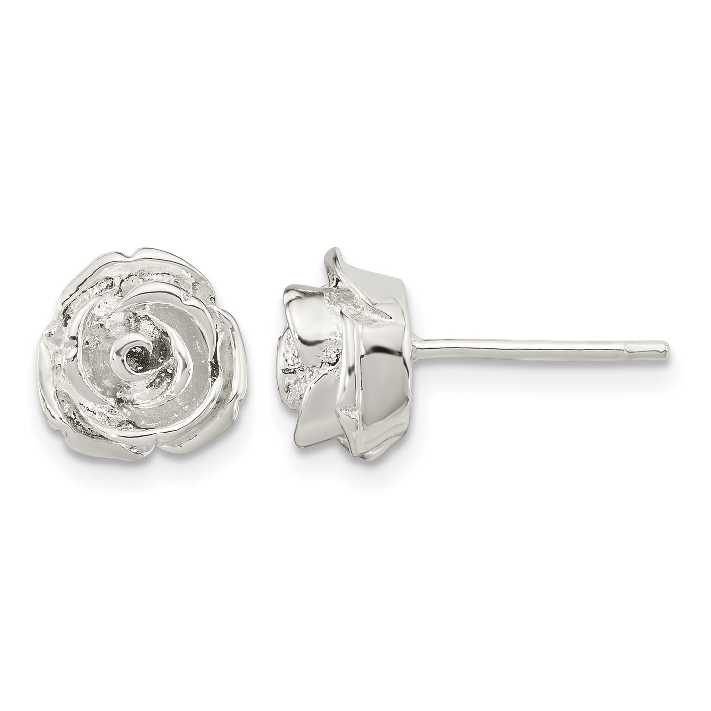 Sterling Silver Polished Rose Post Earrings