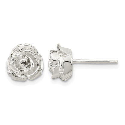 Sterling Silver Polished Rose Post Earrings