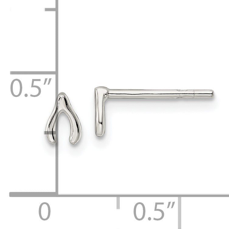 Sterling Silver Polished Wish Bone Post Earrings