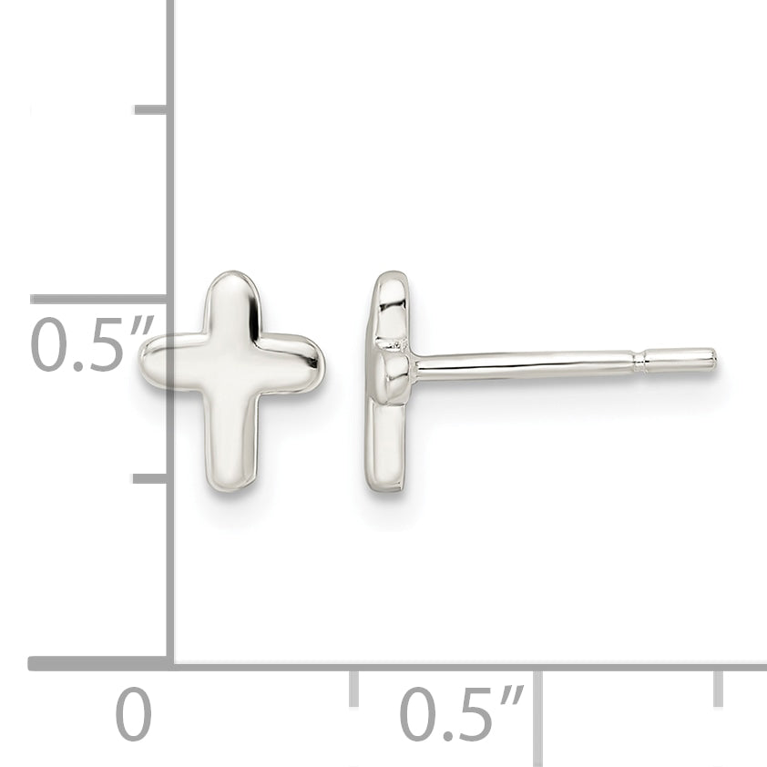 Sterling Silver Polished Latin Cross Post Earrings