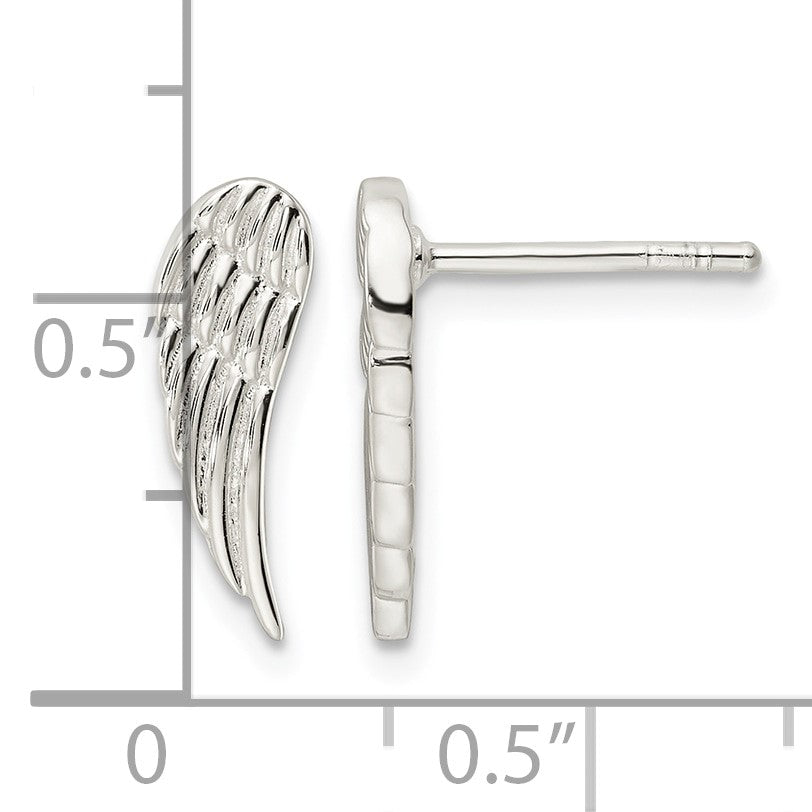 Sterling Silver Polished and Textured Wing Post Earrings