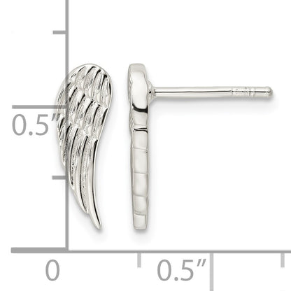 Sterling Silver Polished and Textured Wing Post Earrings