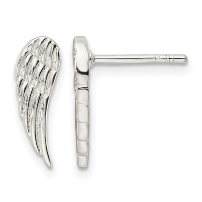 Sterling Silver Polished and Textured Wing Post Earrings