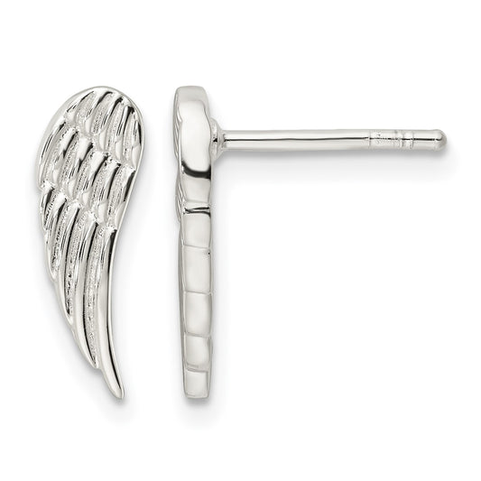 Sterling Silver Polished and Textured Wing Post Earrings
