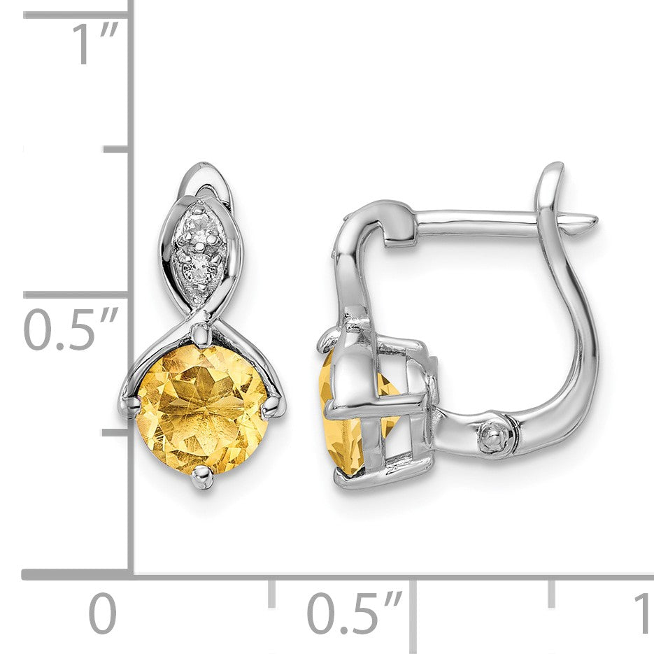 Sterling Silver RH-plated 1.48t.w. Citrine/Wt Topaz Hinged Earrings