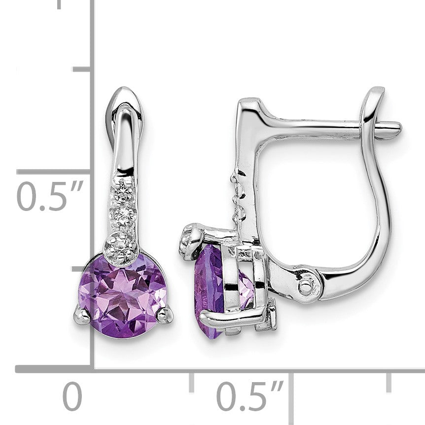 Sterling Silver Rhod-plat 1.49AM/WhiteTopaz Circle Hinged Earring