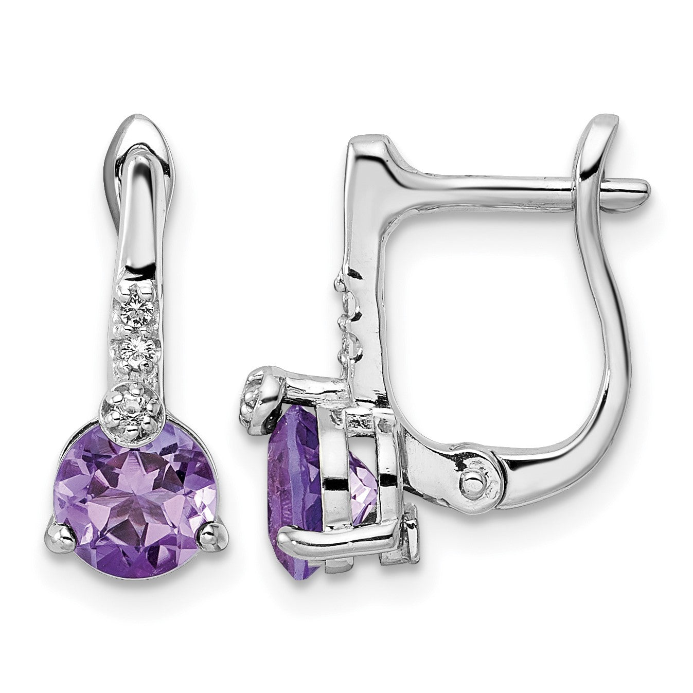 Sterling Silver Rhod-plat 1.49AM/WhiteTopaz Circle Hinged Earring