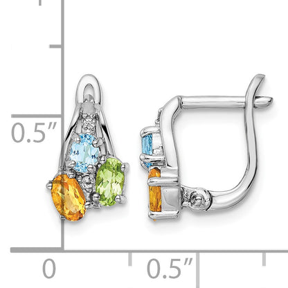 Sterling Silver RH-plated 1.50t.w. PE/CI/LSBT/WT Hinged Earrings