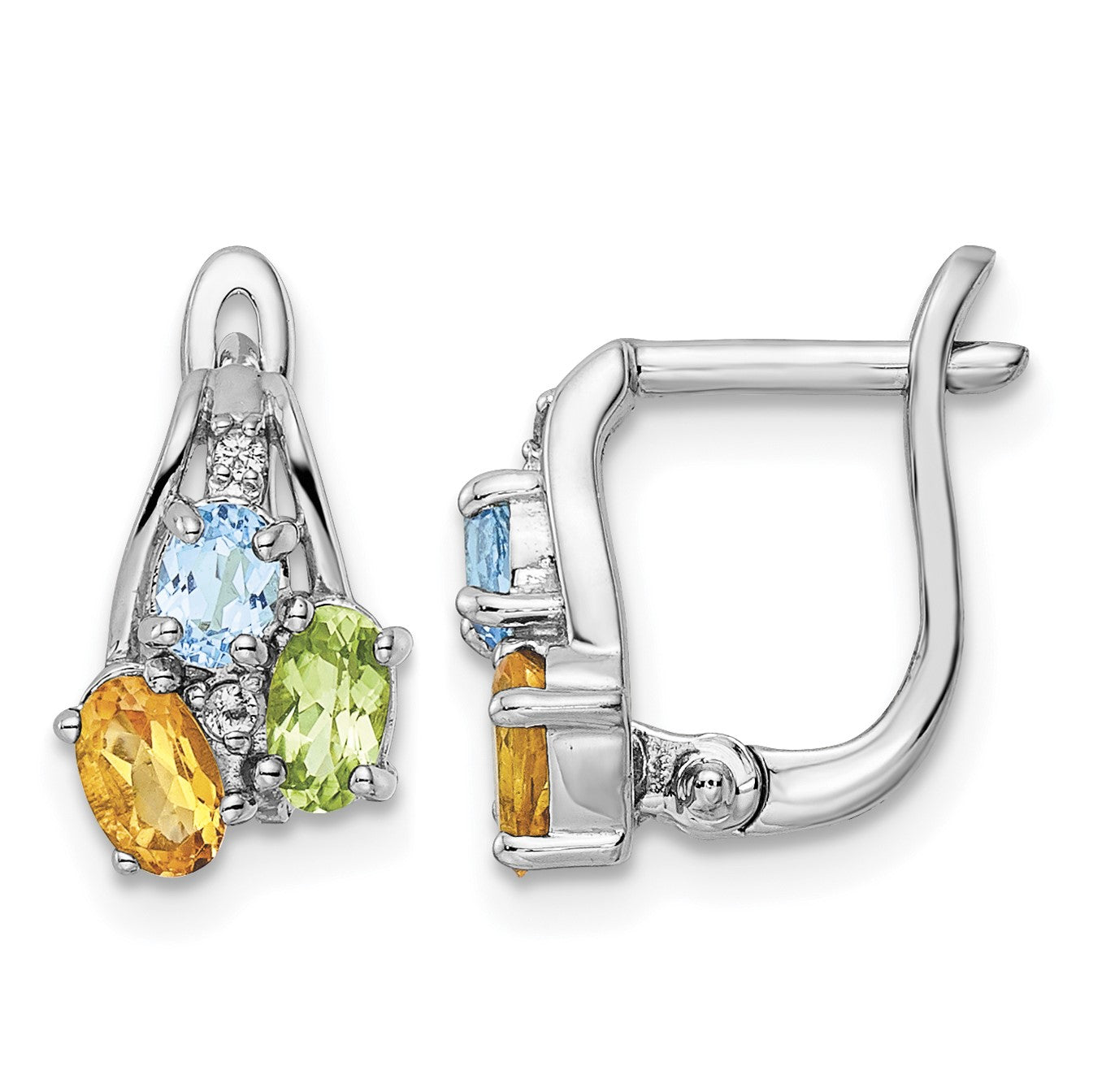 Sterling Silver RH-plated 1.50t.w. PE/CI/LSBT/WT Hinged Earrings