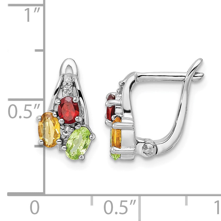 Sterling Silver RH-plated 1.48t.w. PE/CI/GA/WT Hinged Earrings