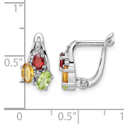 Sterling Silver RH-plated 1.48t.w. PE/CI/GA/WT Hinged Earrings