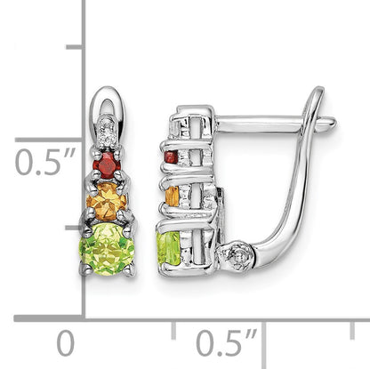 Sterling Silver RH-plated .85t.w. PE/CI/GA/WT Hinged Earrings