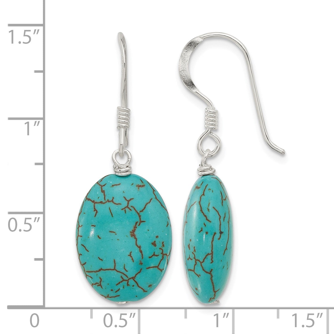 Sterling Silver Recon. Magnesite Dangle Shepherd Hook Earrings