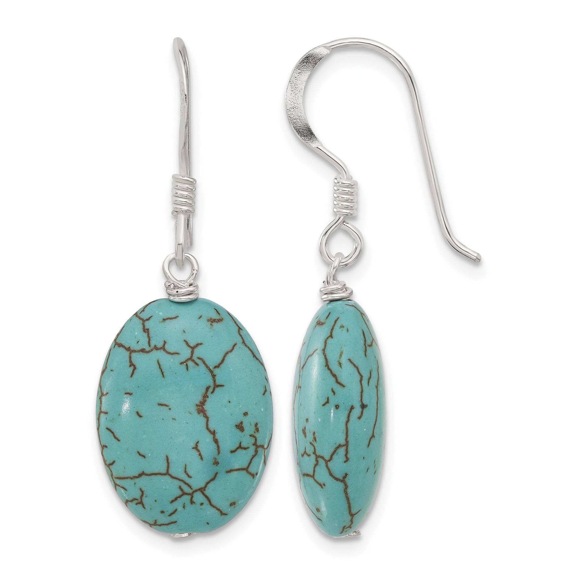 Sterling Silver Recon. Magnesite Dangle Shepherd Hook Earrings