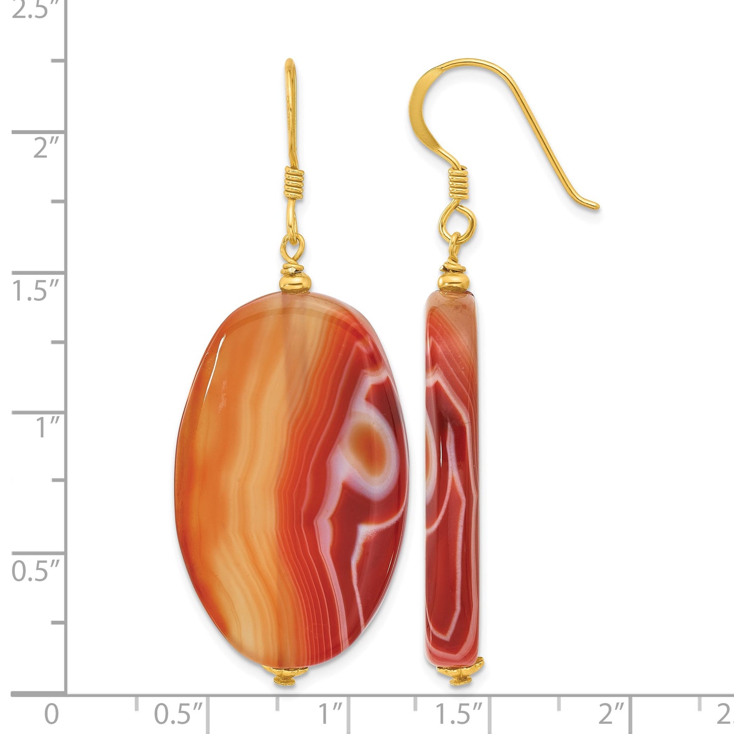 Sterling Silver Gold-plated Red Sardonyx Dangle Earrings