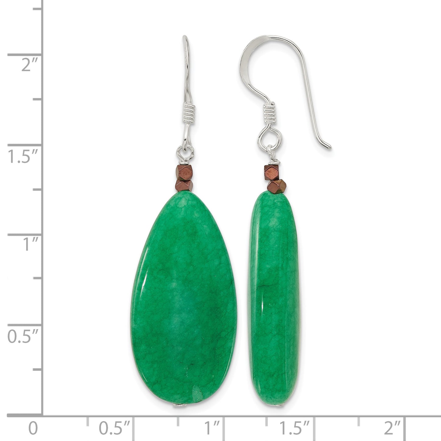 Sterling Silver Green Jade/Hematite Bronze Color Base Metal Earrings
