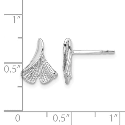 Sterling Silver Rhodium-plated Floral Leaf Post Earrings