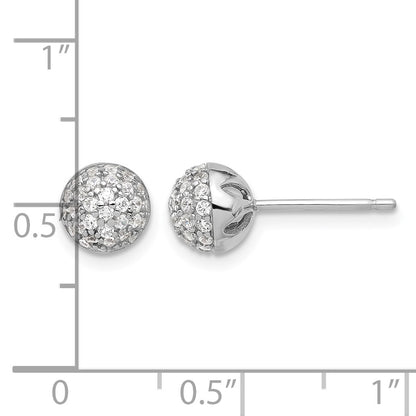 Sterling Silver Rhodium-plated Micro Pave CZ Ball Stud Earrings