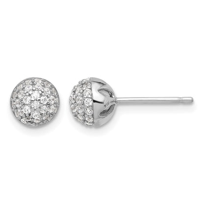 Sterling Silver Rhodium-plated Micro Pave CZ Ball Stud Earrings