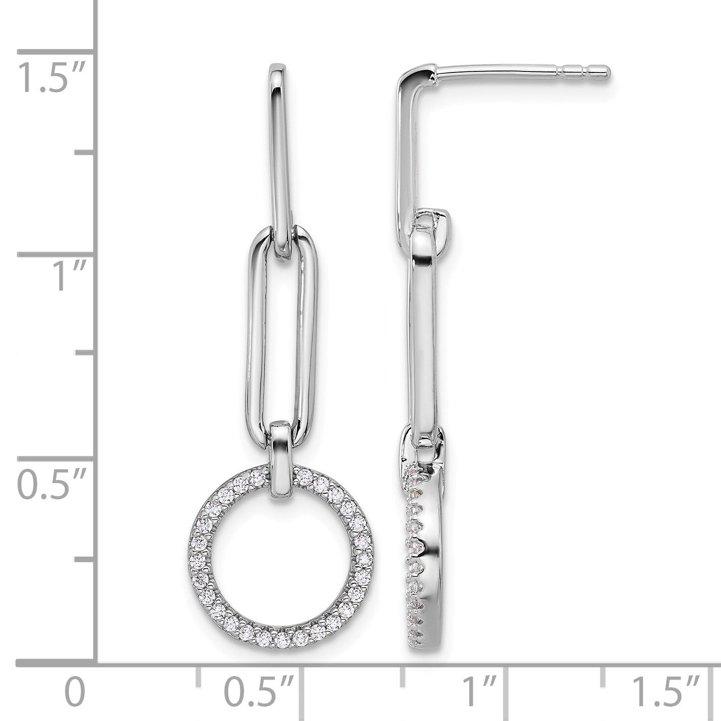 Pure Fire Sterling Silver Rhod-plated CZ Dangle Post Earrings