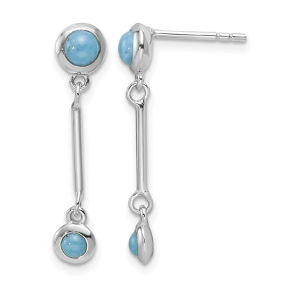 Sterling Silver Rhodium-plated Turquoise Drop Dangle Earrings