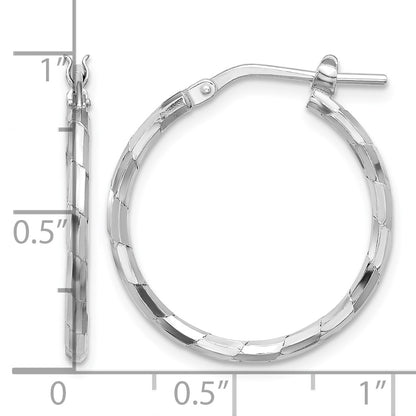 Sterling Silver Rhodium-plated Polished Textured 1.60mm Hoop Earrings