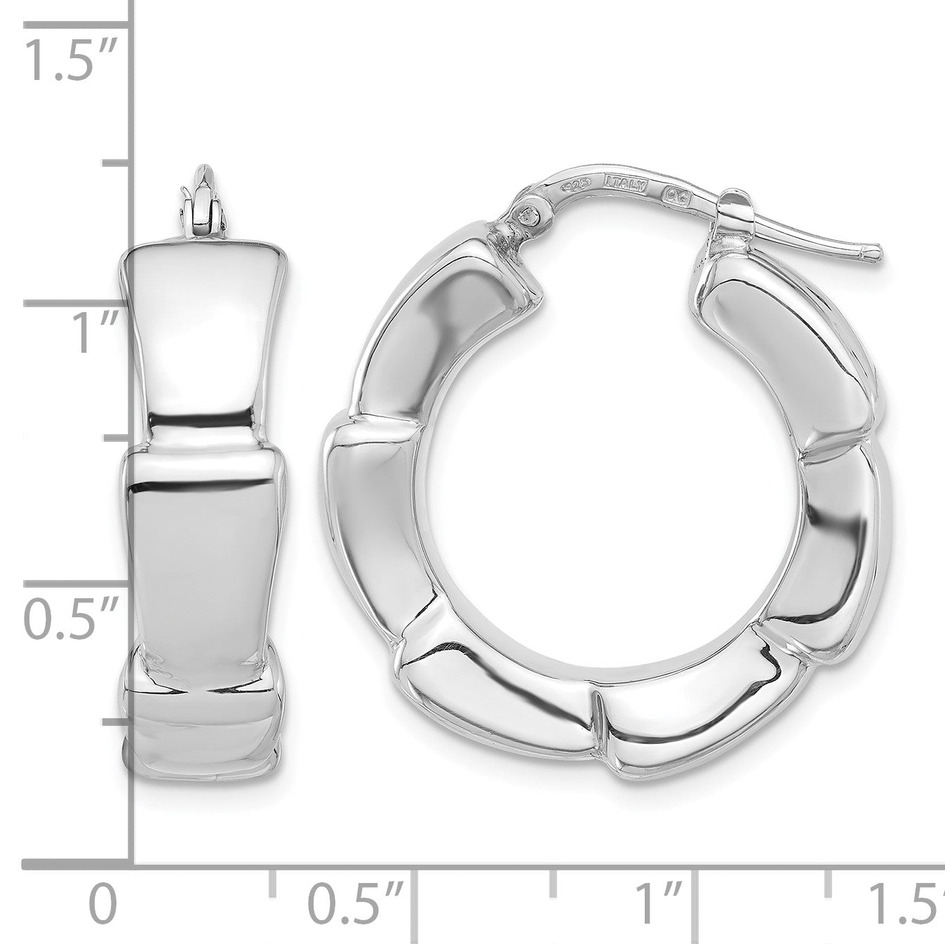Sterling Silver Rhodium-plated Polished Hoop Earrings