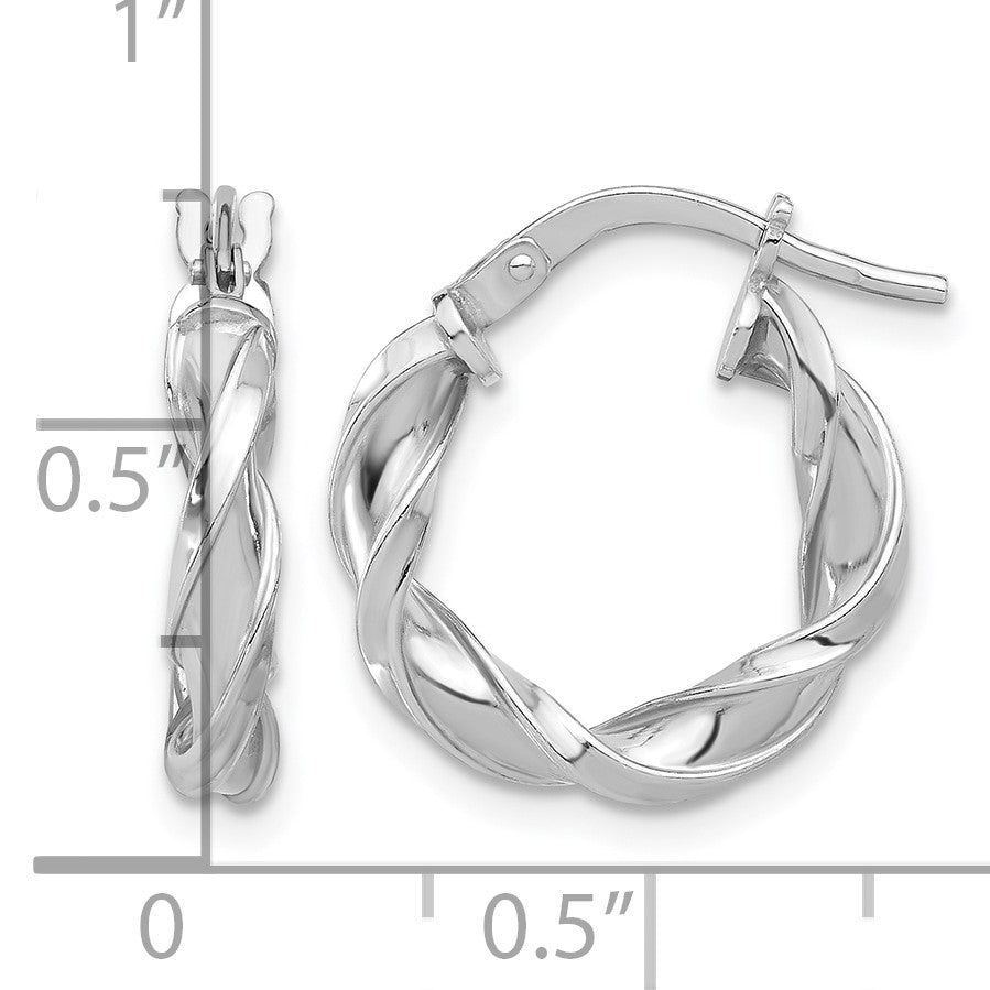 Sterling Silver Rhodium-plated Polished Twisted Hoop Earrings