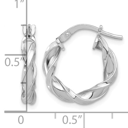 Sterling Silver Rhodium-plated Polished Twisted Hoop Earrings