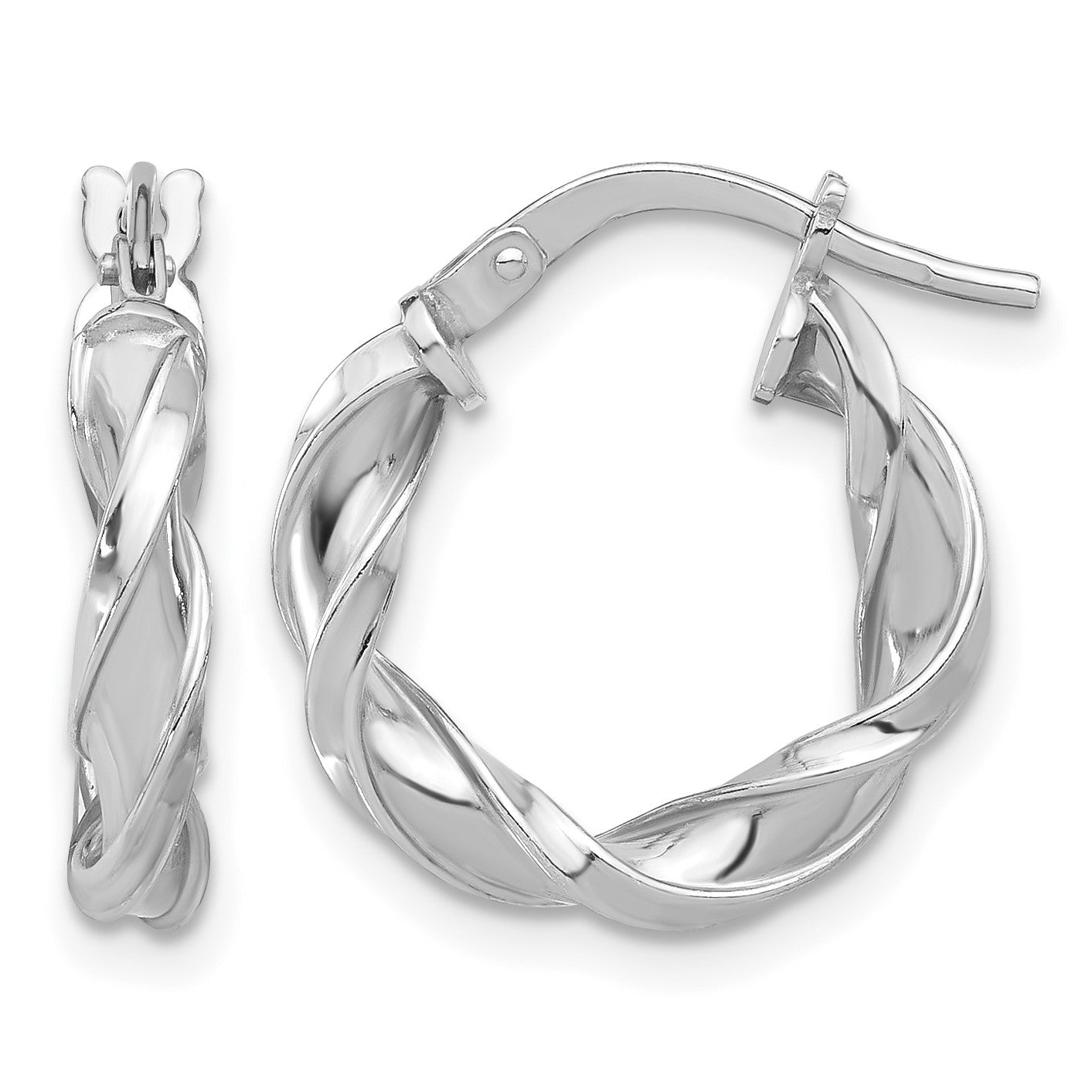 Sterling Silver Rhodium-plated Polished Twisted Hoop Earrings