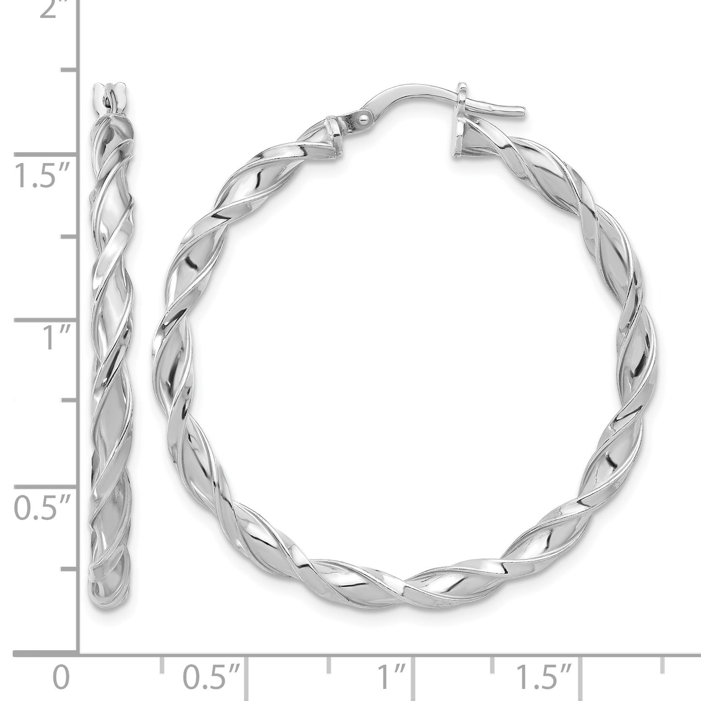 Sterling Silver Rhodium-plated Polished Twisted Hoop Earrings