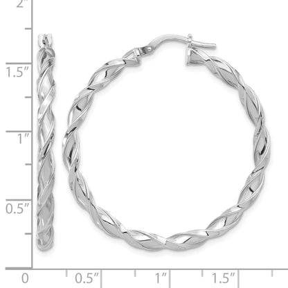Sterling Silver Rhodium-plated Polished Twisted Hoop Earrings