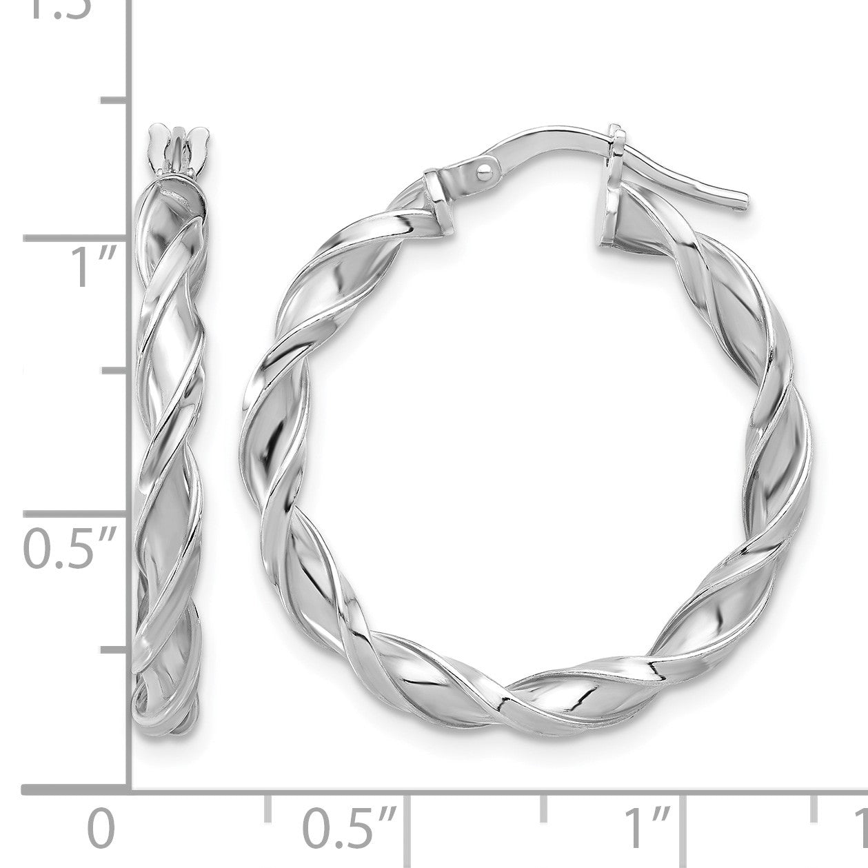 Sterling Silver Rhodium-plated Polished Twisted Hoop Earrings