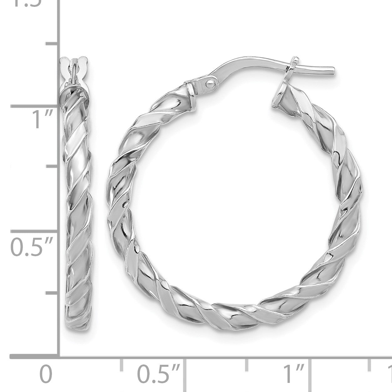 Sterling Silver Rhodium-plated Polished Twisted Hoop Earrings