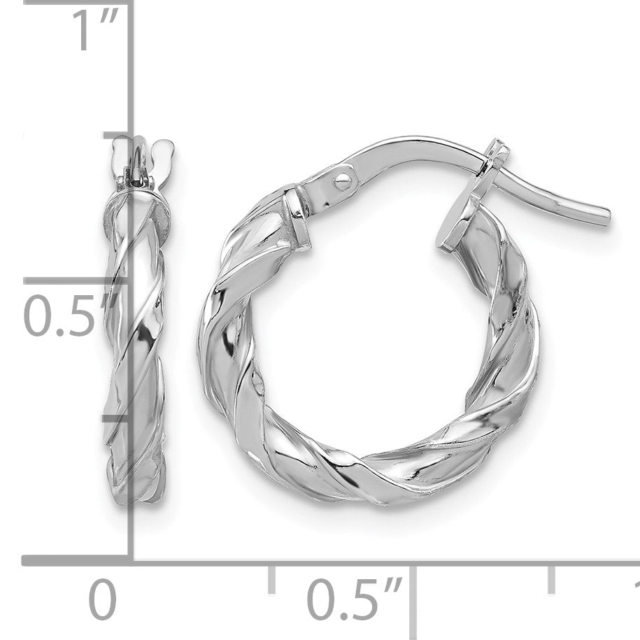 Sterling Silver Rhodium-plated Polished Twisted Hoop Earrings