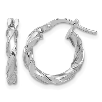 Sterling Silver Rhodium-plated Polished Twisted Hoop Earrings
