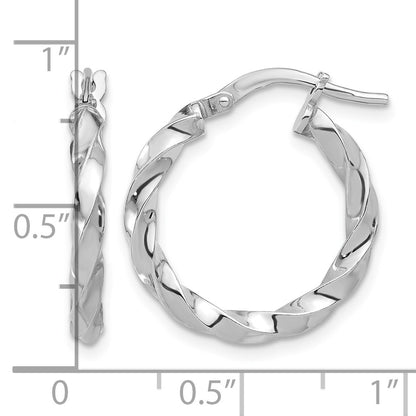 Sterling Silver Rhodium-plated Polished Twisted Hoop Earrings